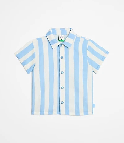 LOFT x Mon Coeur Linen Blue Cabana Shirt
