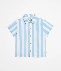 LOFT x Mon Coeur Linen Blue Cabana Shirt