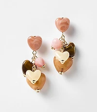 Marbleized Heart Cluster Drop Earrings