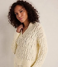 Haven Well Within Slubby Cotton Linen V-Neck Sweater