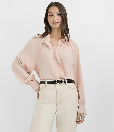 Petite Scalloped Trim Blouse