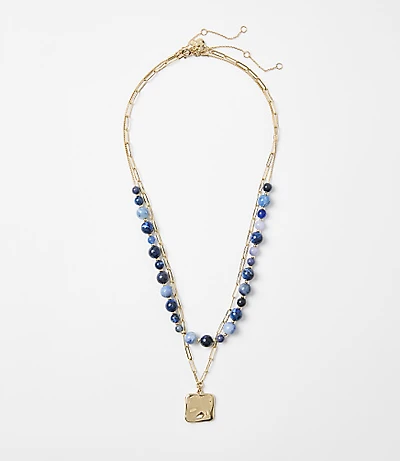 Hammered Beaded Layered Necklace Set