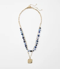 Hammered Beaded Layered Necklace Set