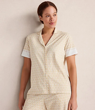 Haven Well Within Organic Cotton Jersey Ikat Foulard Pajama Top