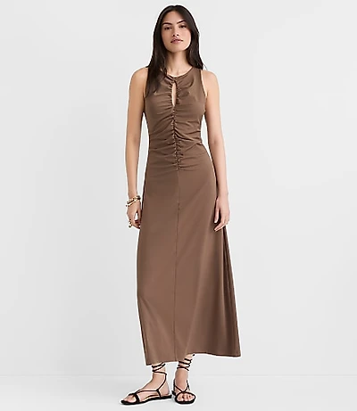Keyhole Ruched Midi Dress
