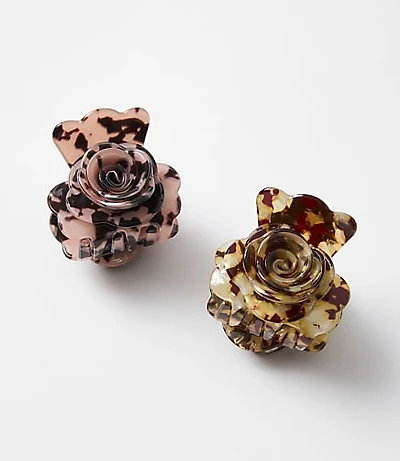 Tortoiseshell Print Floral Claw Hair Clip Set