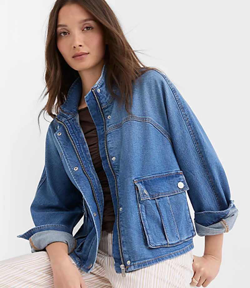 Denim Modern Cargo Jacket Authentic Indigo