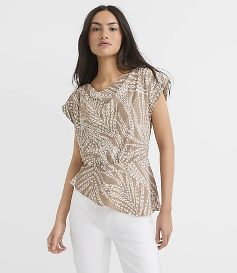 Petite Leafed Asymmetrical Peplum Top