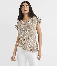 Petite Leafed Asymmetrical Peplum Top