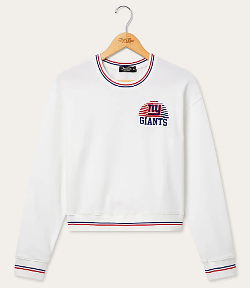 Junk Food New York Giants Striped Ribbed Cropped Fleece