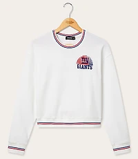 Junk Food New York Giants Striped Ribbed Cropped Fleece