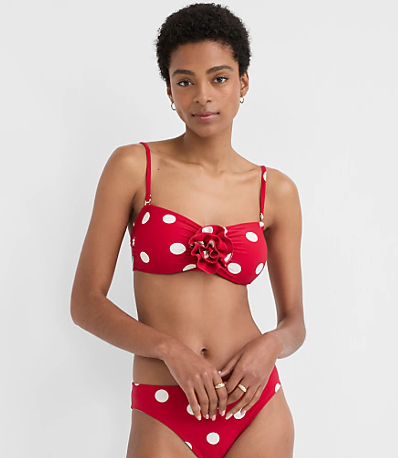 LOFT Beach Polka Dot Rosette Bandeau Bikini Top