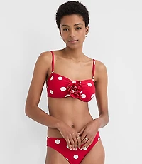 LOFT Beach Polka Dot Rosette Bandeau Bikini Top