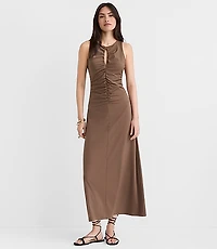 Petite Keyhole Ruched Midi Dress