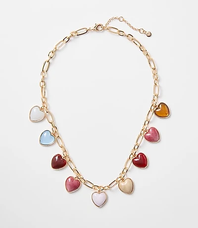 Multicolored Heart Statement Necklace