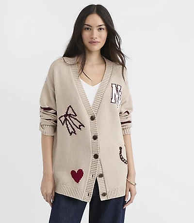 New York Varsity Oversized Boyfriend Cardigan