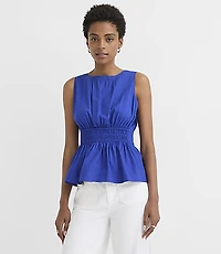 Petite Poplin Smocked Waist Shell