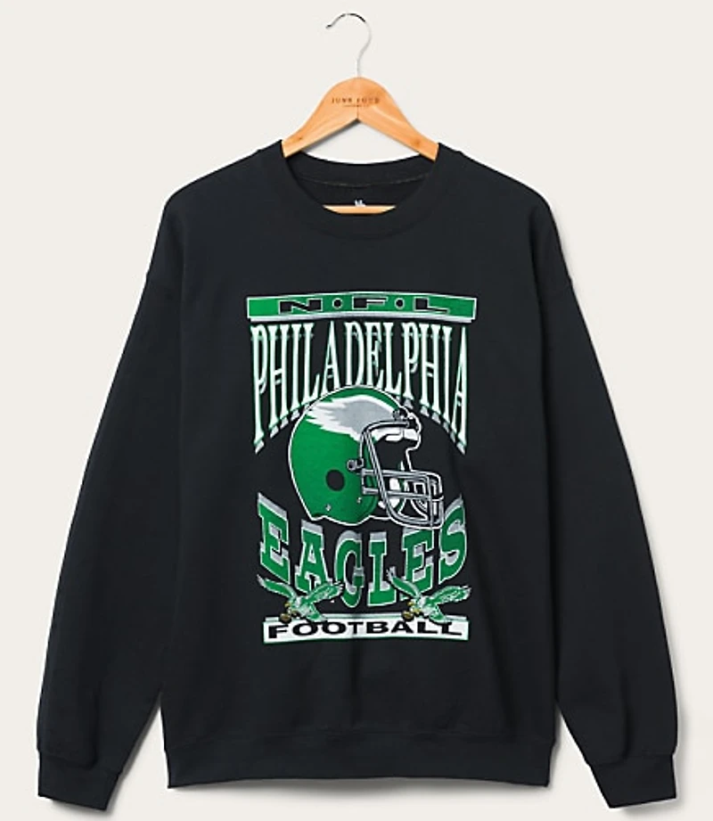 Junk Food Philadelphia Eagles Helmet Flea Market Crew Fleece