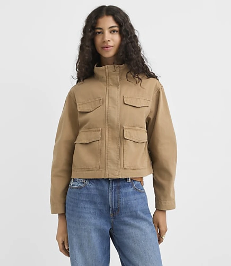 Petite Funnel Neck Cargo Jacket