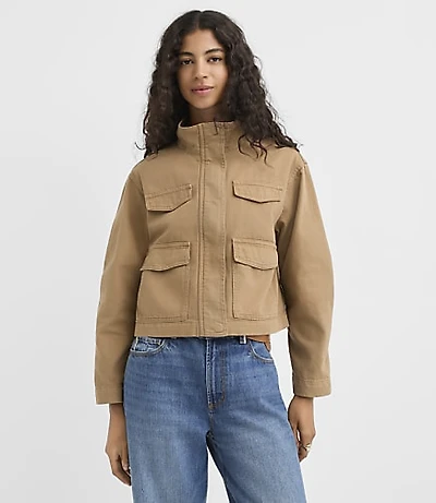 Petite Funnel Neck Cargo Jacket