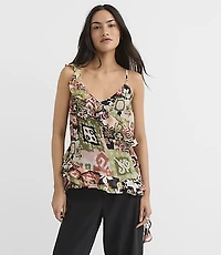 Petite Garden Ikat Cascading Ruffle Cami