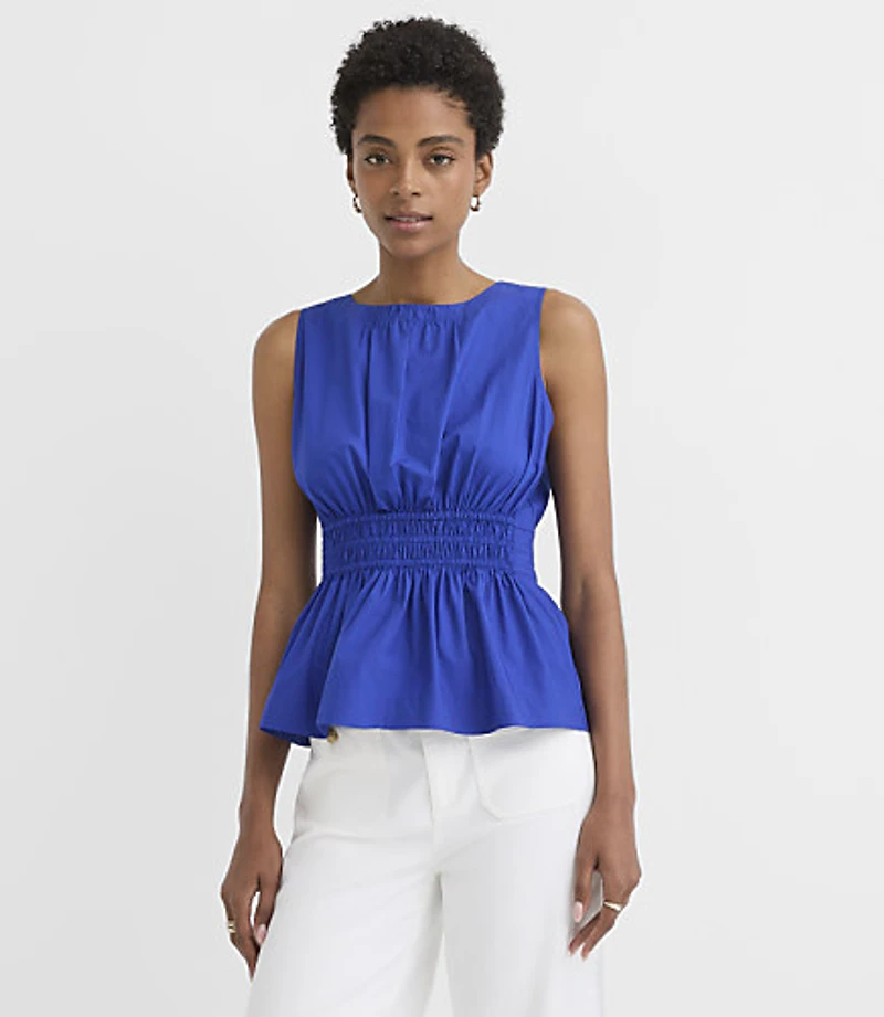 Poplin Smocked Waist Shell