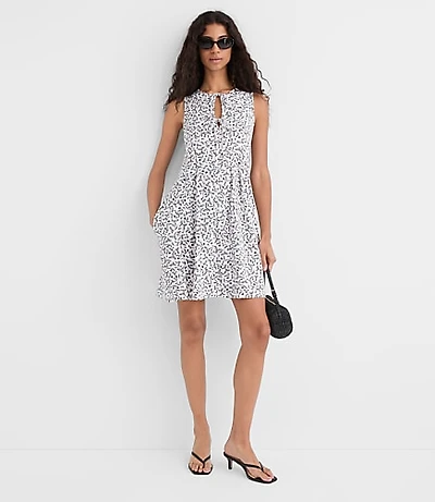 Floral Pintucked Bow Mini Pocket Dress