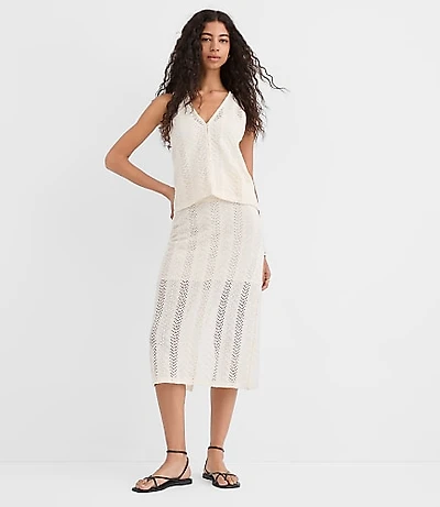 Petite Crochet Column Midi Skirt