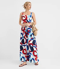 Petite LOFT Beach Swirl Poplin Maxi Pocket Skirt