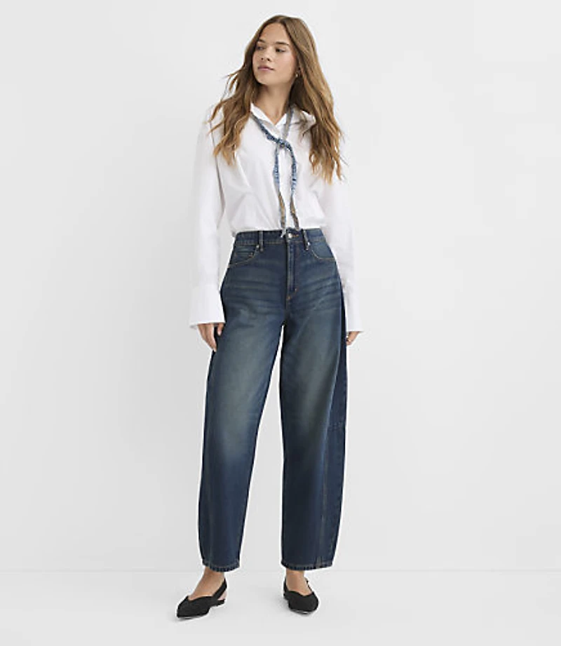 Rivete Petite Seamed High Rise Horseshoe Jeans Lune Wash