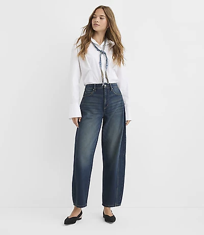 Rivete Petite Seamed High Rise Horseshoe Jeans Lune Wash
