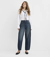 Rivete Petite Seamed High Rise Horseshoe Jeans Lune Wash