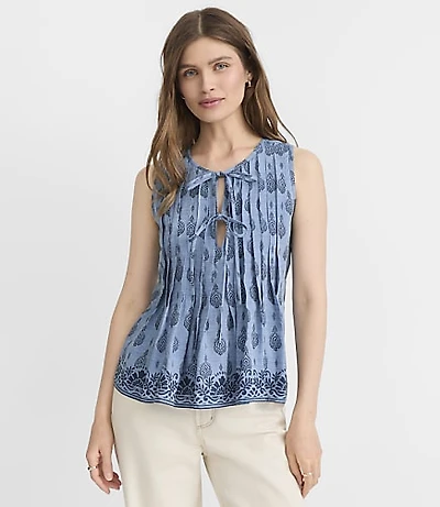 Petite Border Paisley Pleated Bow Tie Shell