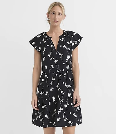 Petite Floral Flutter Tiered Mini Dress
