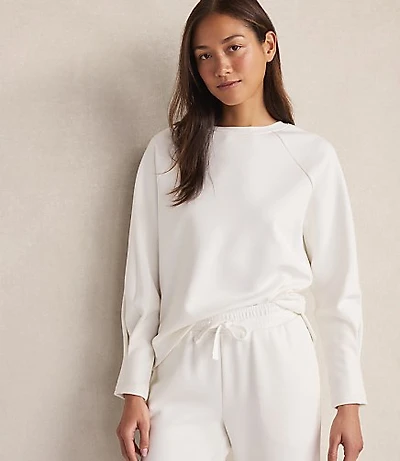 Haven Well Within Soft-Brushed Fleece Pleated Crewneck
