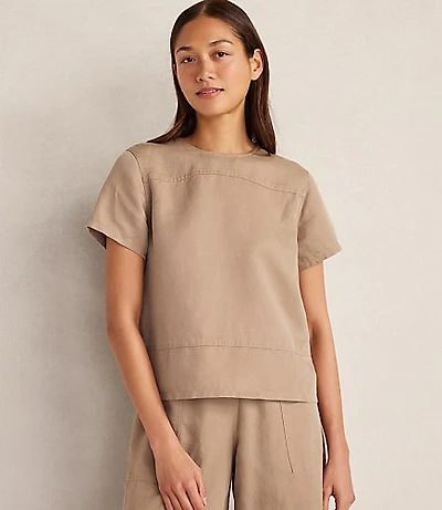 Haven Well Within Linen Blend Dobby Short Sleeve Top