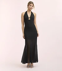 Lately Mixed Media Halter Gown