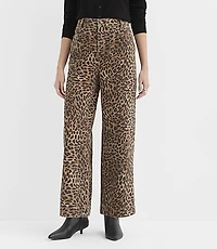 Petite Curvy Palmer Denim Wide Leg Pants Leopard Print