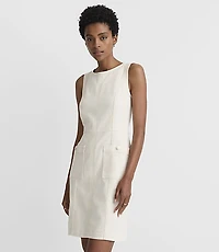 Petite Seamed Denim Mini Pocket Dress Ecru