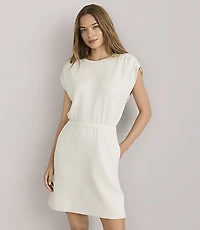 Lou & Grey Heathered Scubasoft Cinched Shoulder Mini Pocket Dress