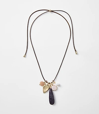 Heart Cluster Pendant Pull Tie Necklace
