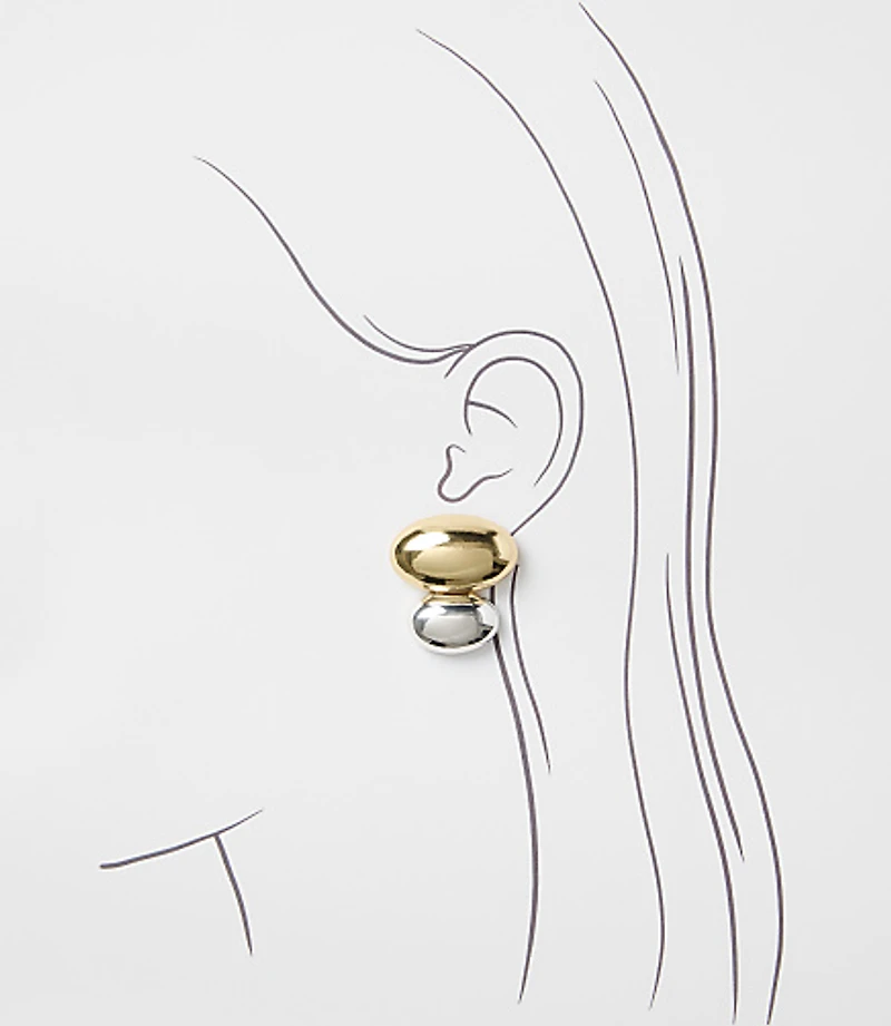 Mixed Metal Statement Stud Earrings