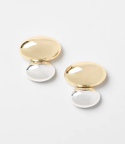 Mixed Metal Oval Statement Stud Earrings