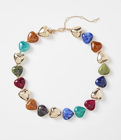 Multicolored Heart Beaded Necklace
