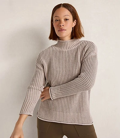 Haven Well Within Garment-Dyed Organic Cotton Shaker Stitch Roll Neck Sweater