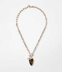 Tortoiseshell Print Heart Toggle Necklace