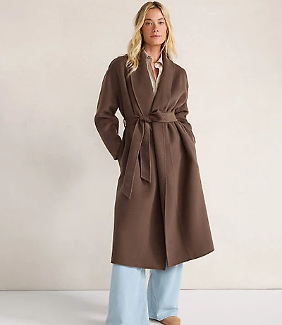 Haven Well Within Wool Blend Midi Coat with Removable Scarf