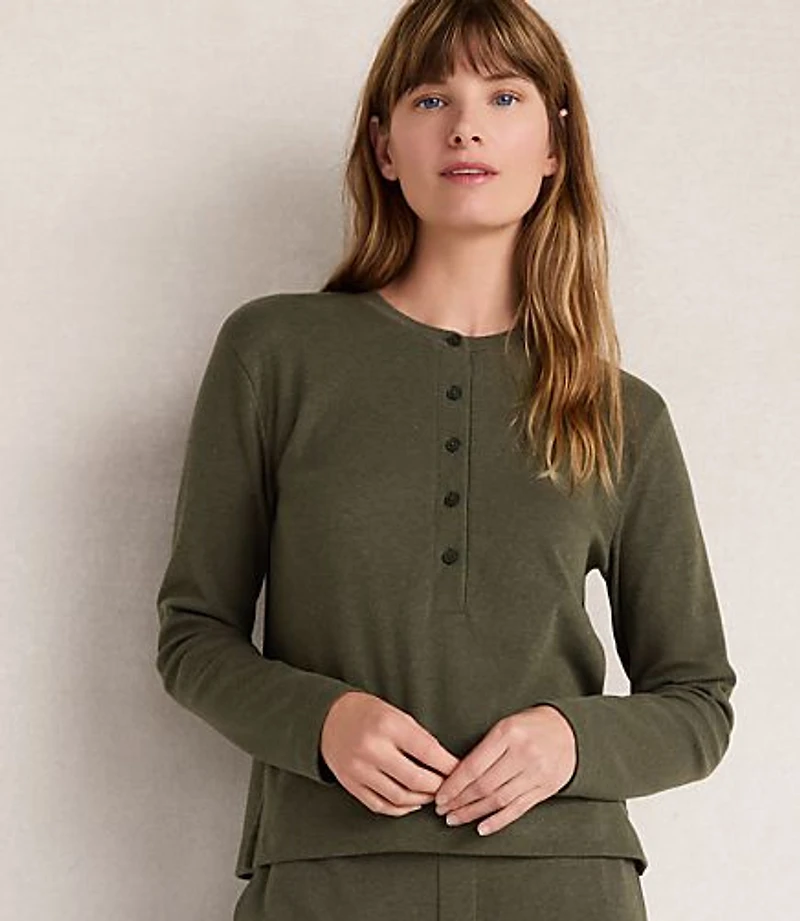 Haven Well Within Organic Cotton Interlock Striped Henley Tee