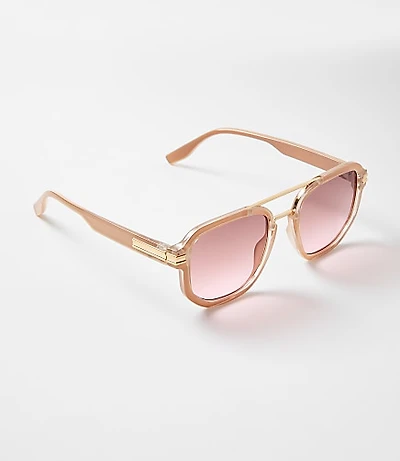Tortoiseshell Print Modern Aviator Sunglasses