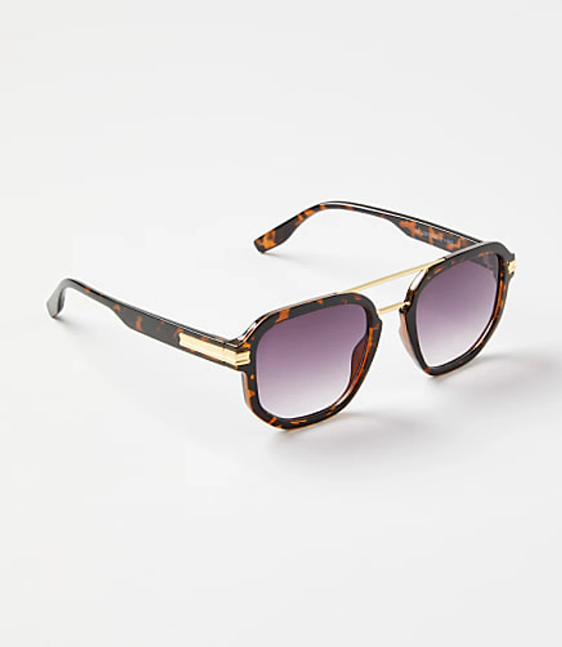 Tortoiseshell Print Modern Aviator Sunglasses